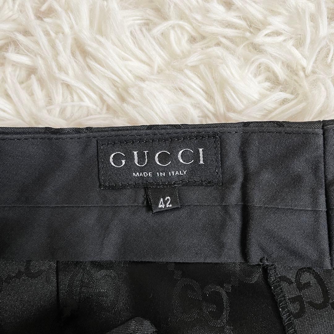 美品　GUCCI　スラックス　GG　総柄　ブラック　Sサイズ　メンズ　スーツ