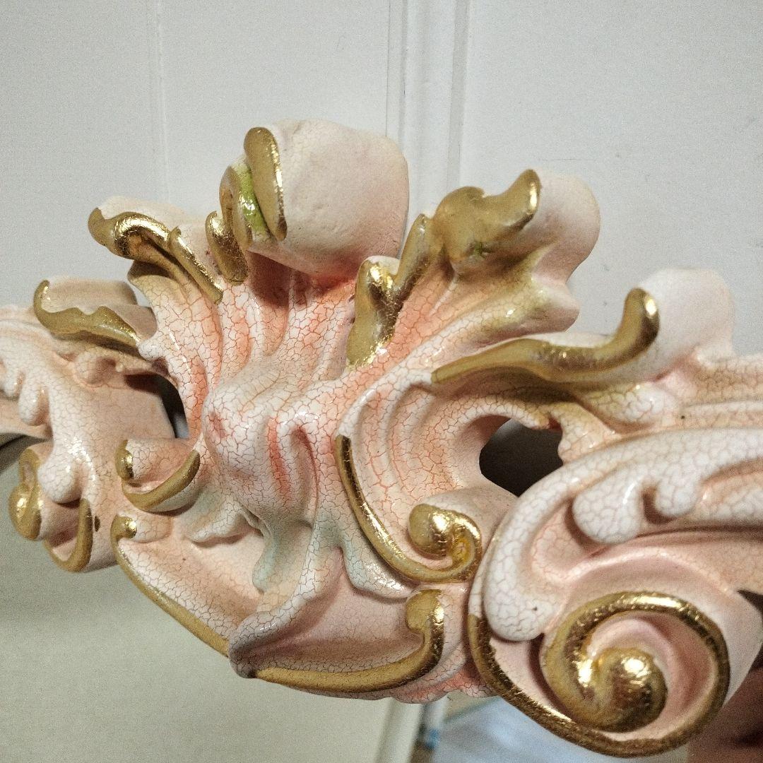 姫家具　壁掛け鏡 ホワイト ピンク