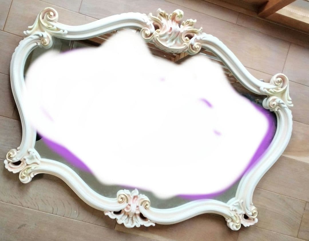 姫家具　壁掛け鏡 ホワイト ピンク