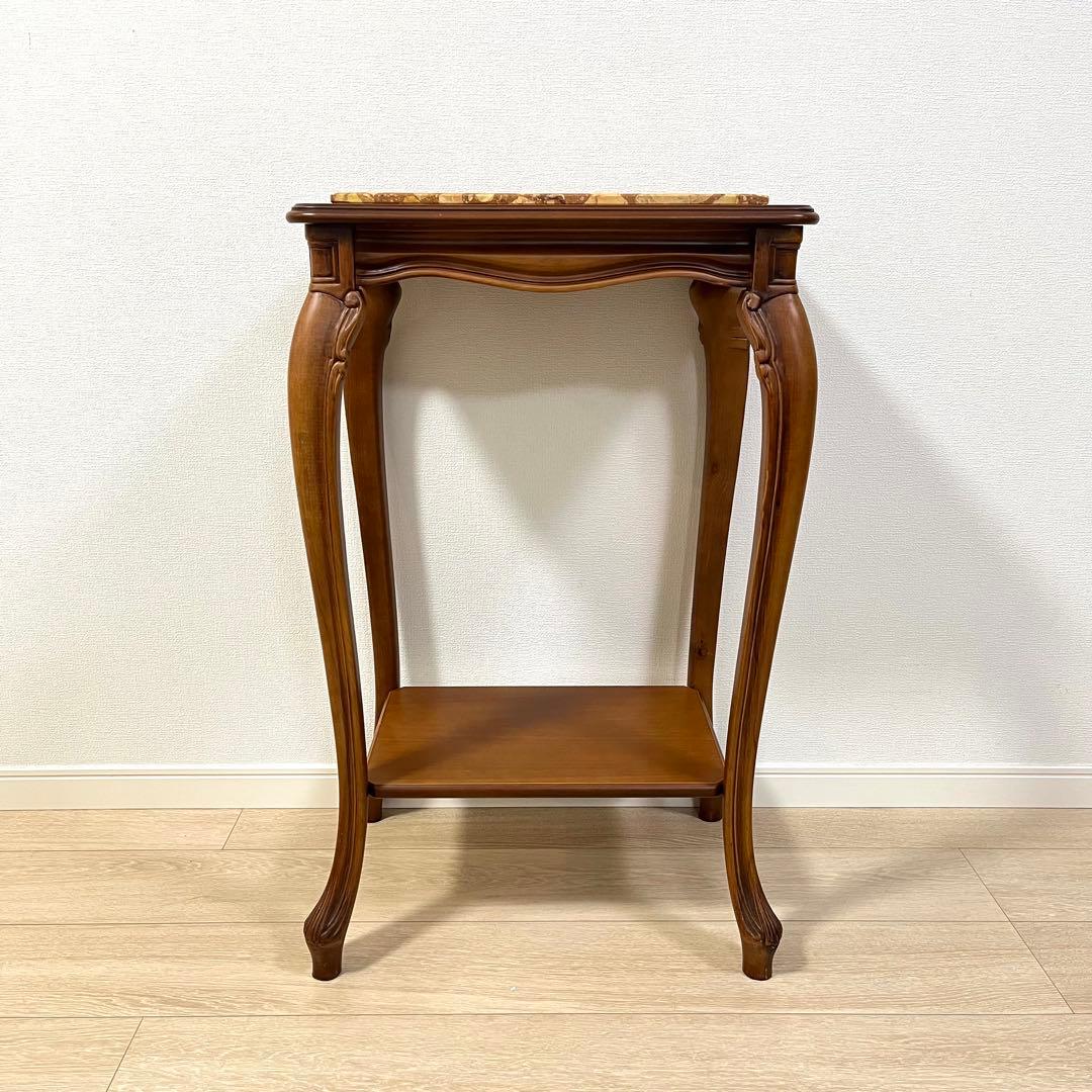 (つ50)大理石コンソールテーブル/ナイトテーブル/花台/飾り台/イタリア家具