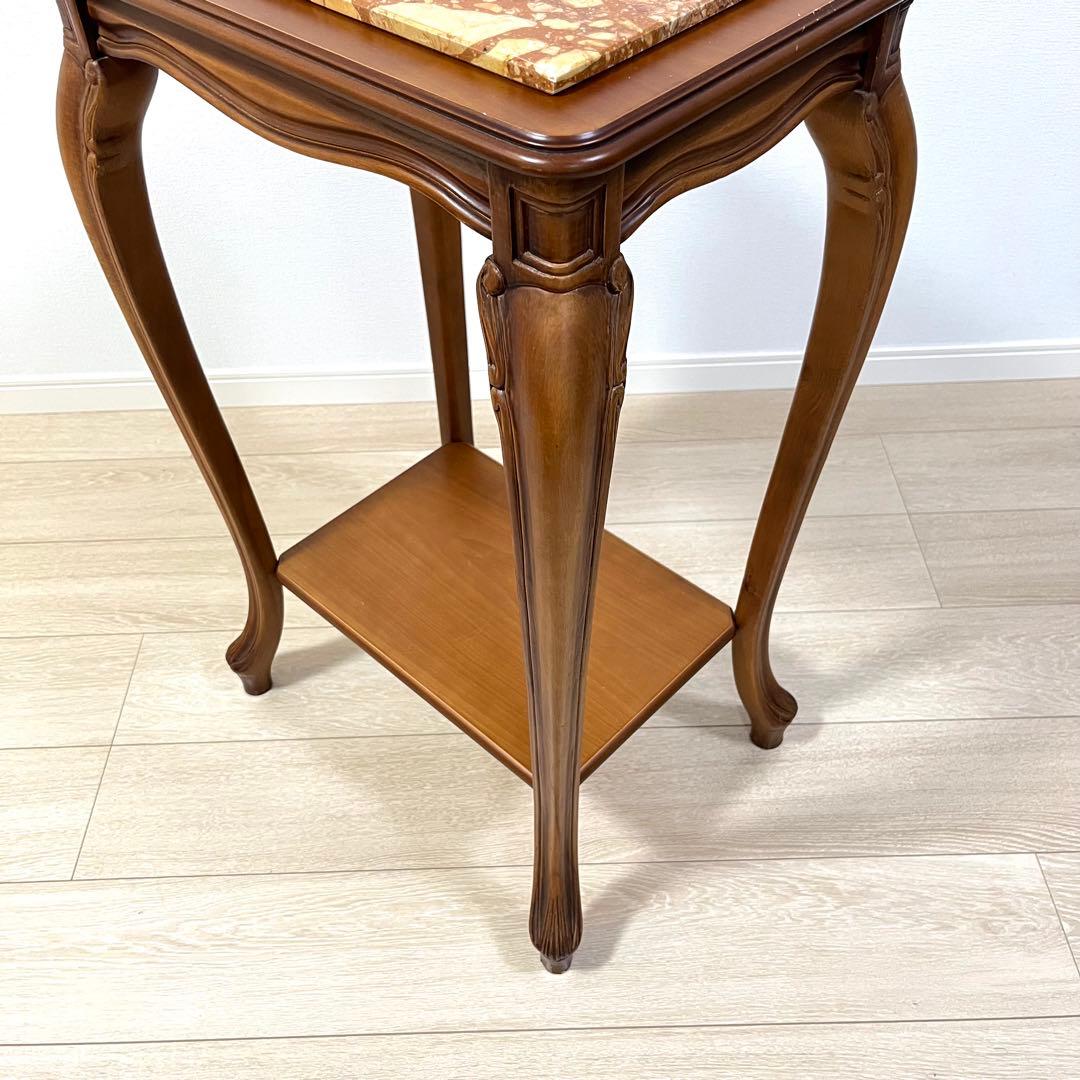 (つ50)大理石コンソールテーブル/ナイトテーブル/花台/飾り台/イタリア家具