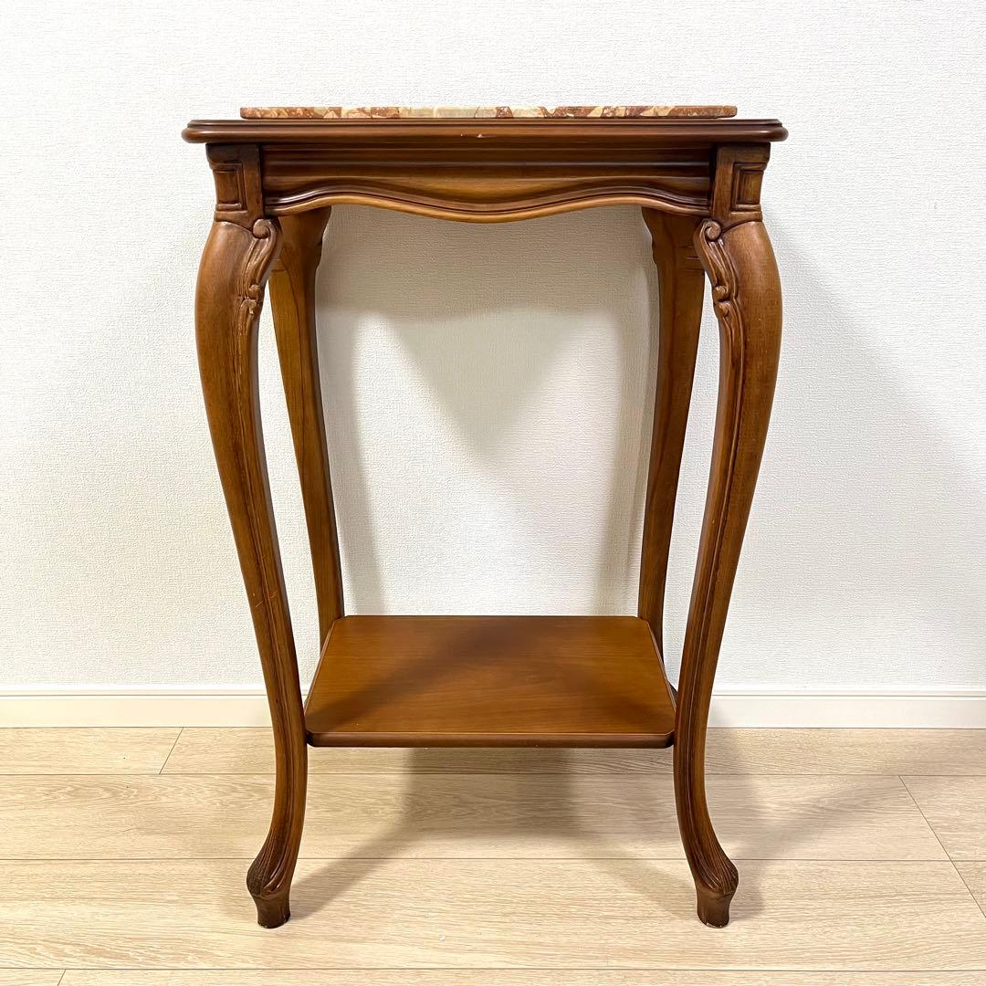 (つ50)大理石コンソールテーブル/ナイトテーブル/花台/飾り台/イタリア家具