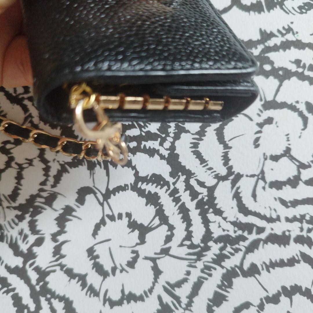 CHANEL ブラック レザー チェーンケース