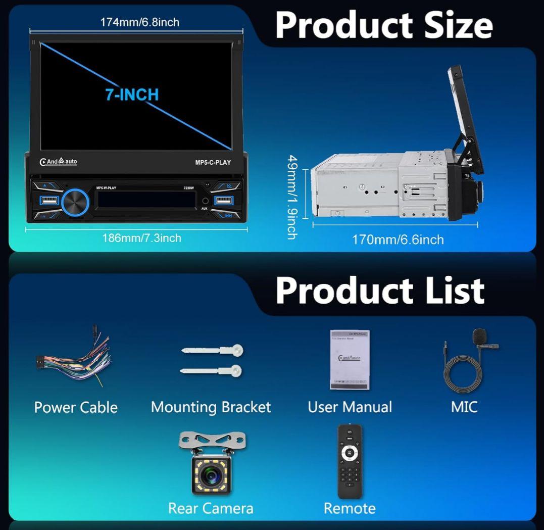 Hodozzy 1Din カーオーディオ本体
