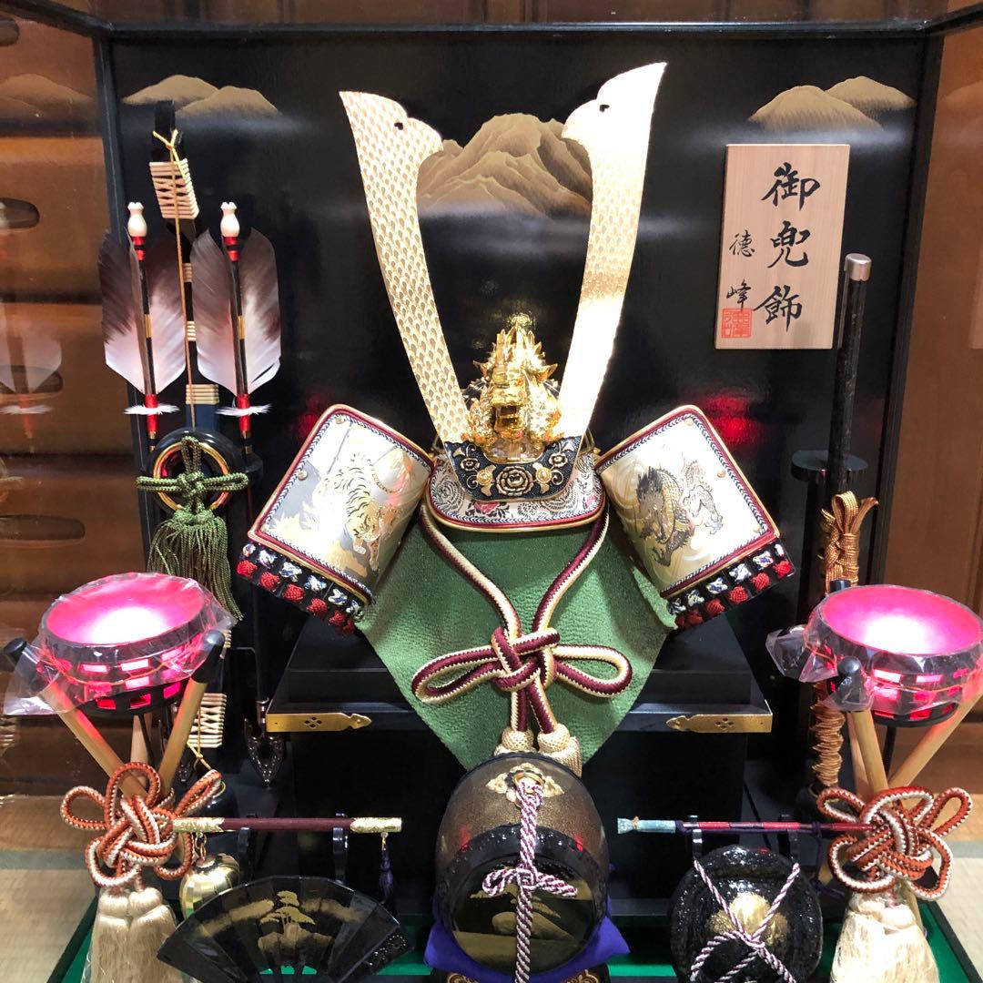 ♡美品♡五月人形 端午の節句 御兜飾 徳峰 ガラスケース入りオルゴール付き