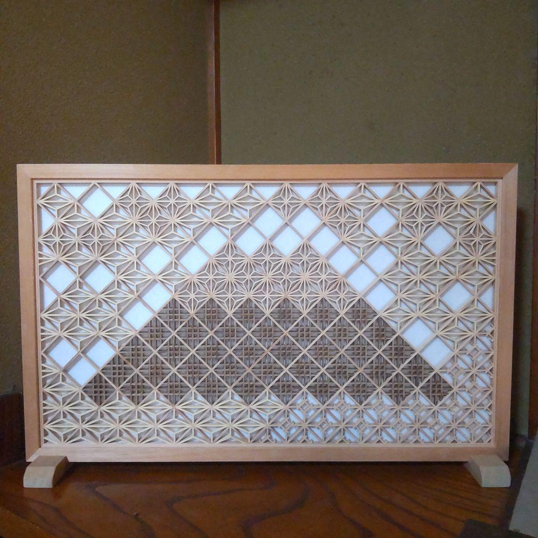 組子 組子細工 富士山 衝立 建具職人 日本 伝統 オブジェ アート 飾り物