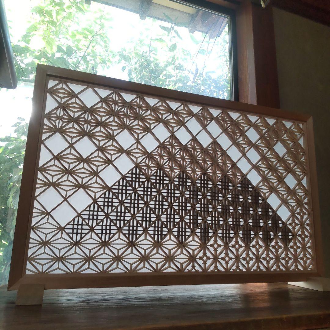 組子 組子細工 富士山 衝立 建具職人 日本 伝統 オブジェ アート 飾り物