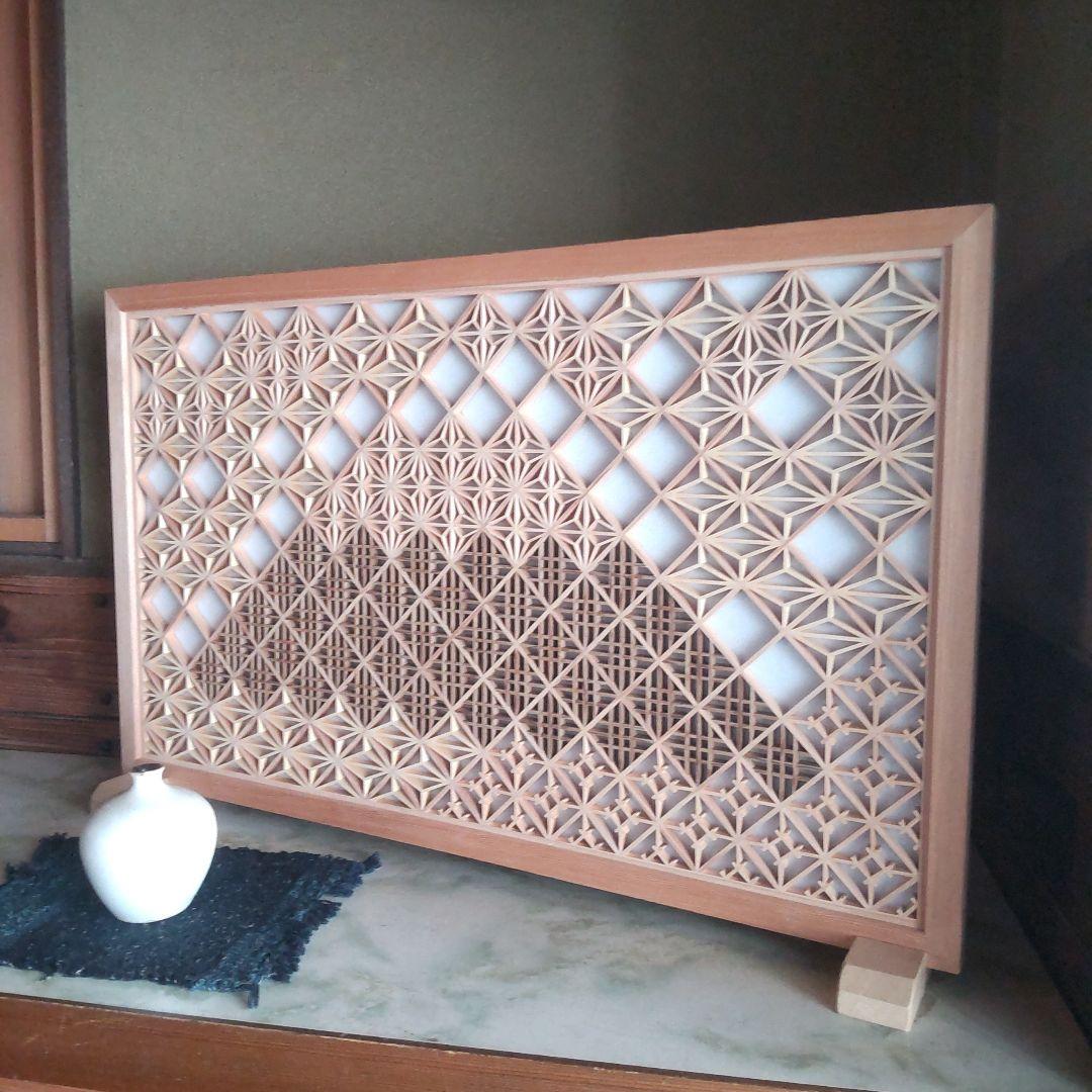 組子 組子細工 富士山 衝立 建具職人 日本 伝統 オブジェ アート 飾り物