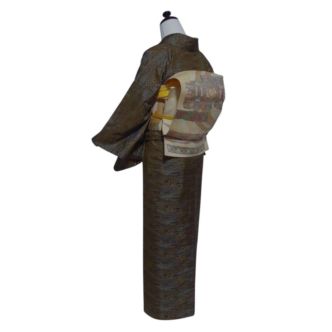 未使用近い　美品　袷　正絹　大島紬　小紋　フルセット