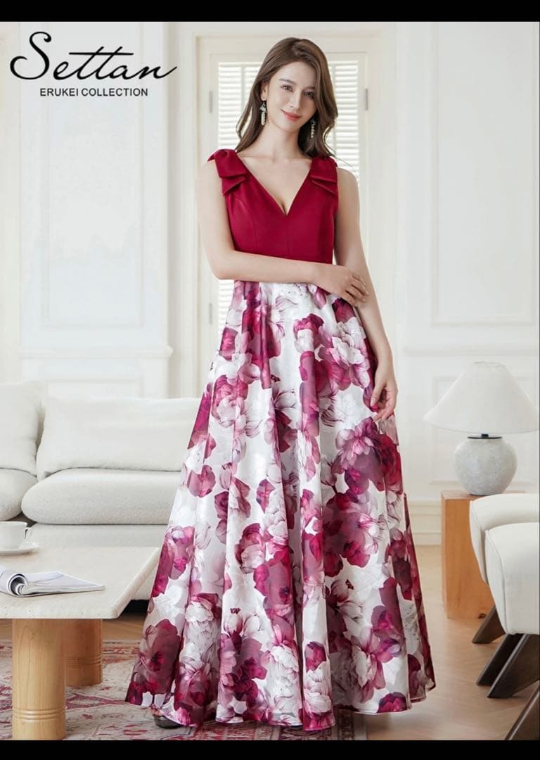 Settann 花柄ロングドレス
