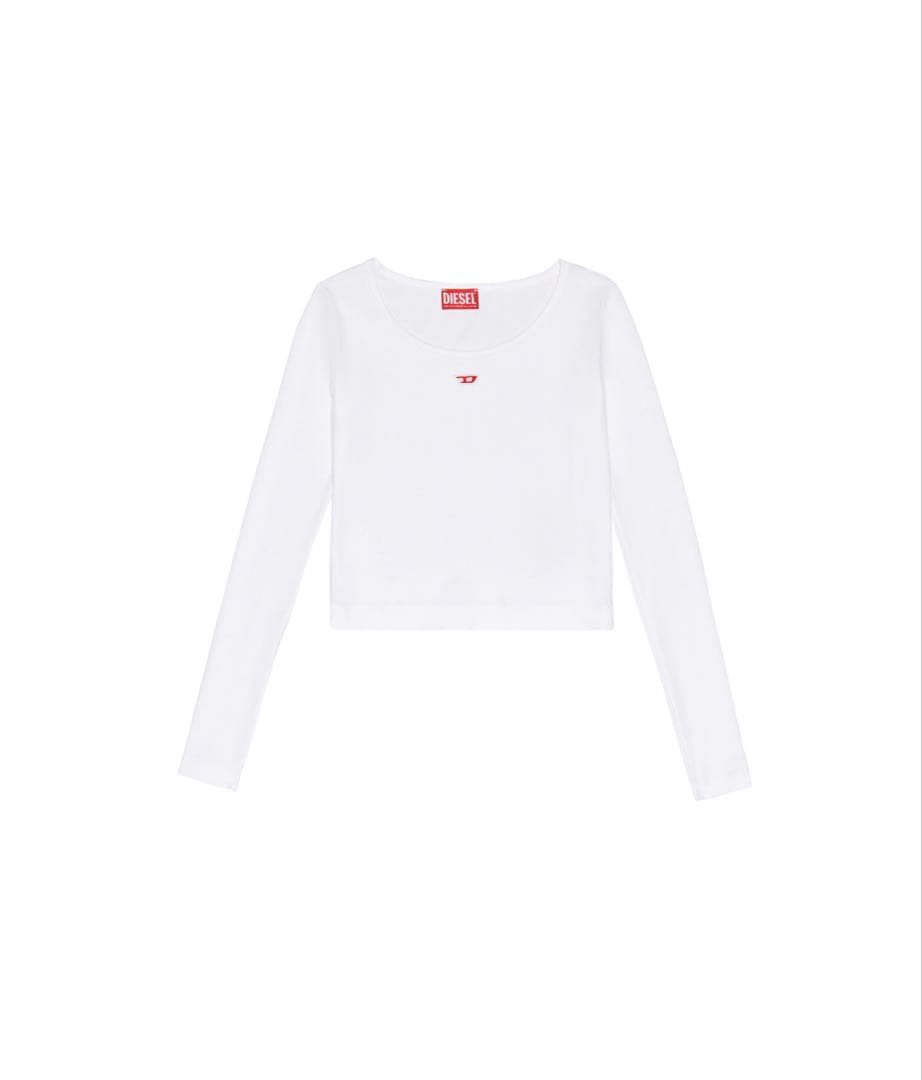 DIESEL ホワイト クロップド長袖Tシャツ