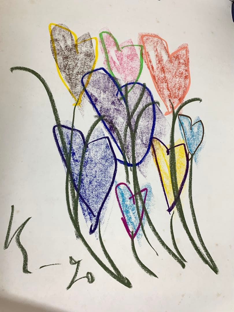 黒田征太郎 クレヨン画 Life さいたさいた 原画 横約59×縦約83.5c①