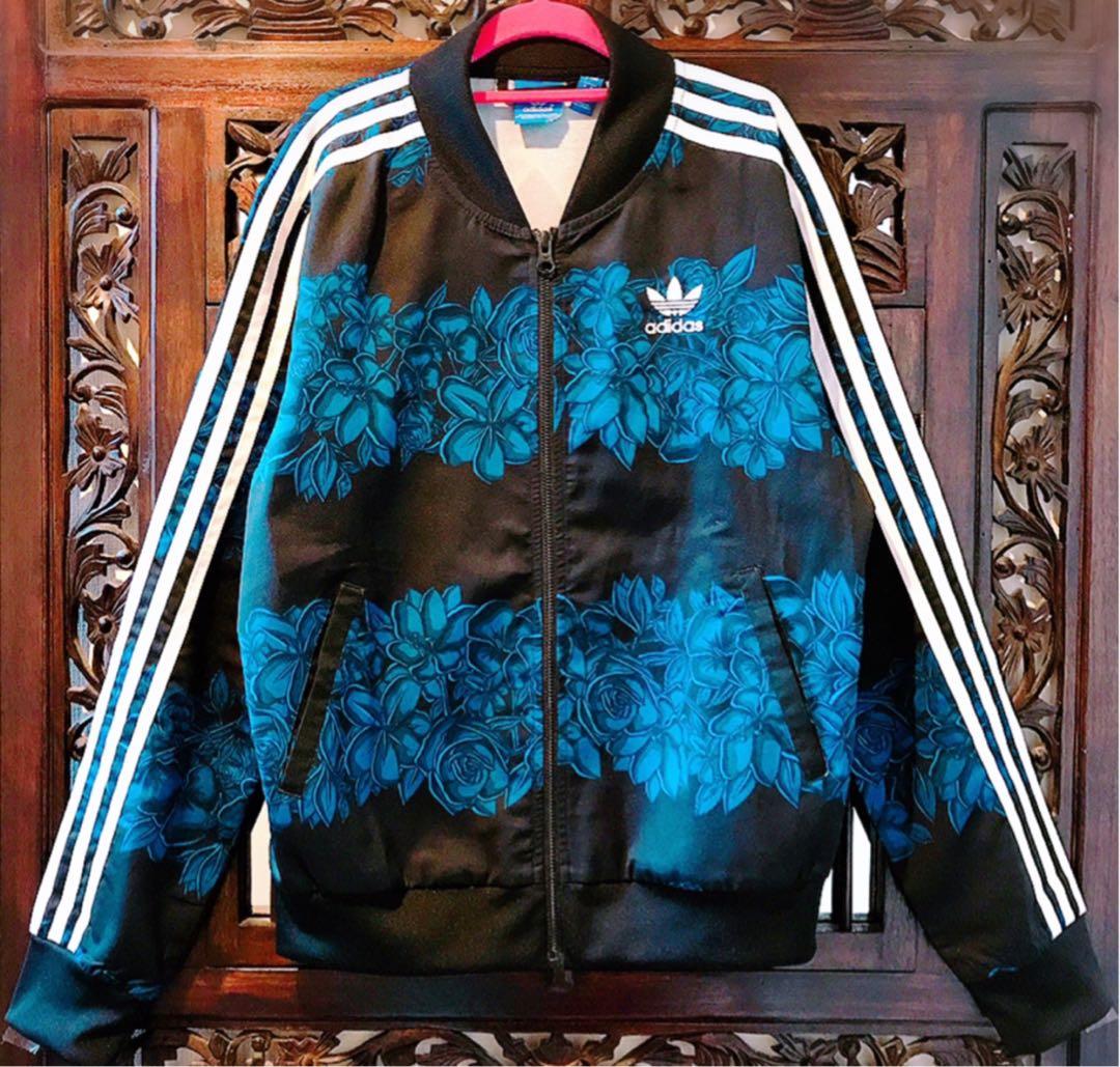 アディダス オリジナルス 青 花柄 ジャージ ジャケット ブルゾン TTP