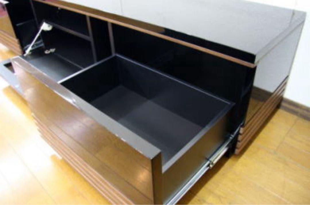 【美品】GZV テレビボード 210cm ブラック ウォールナット 天然木