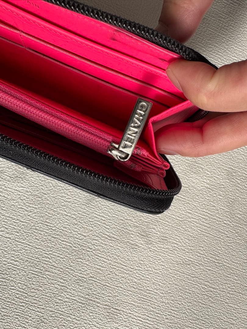 シャネル CHANEL 長財布 ファスナー ココマーク黒