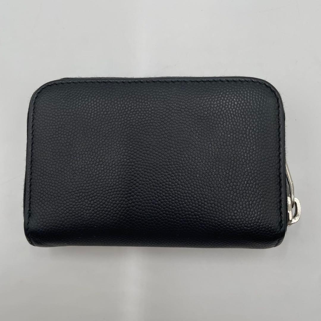 サンローランパリケース ラウンドジップ キャビアスキン ブラック