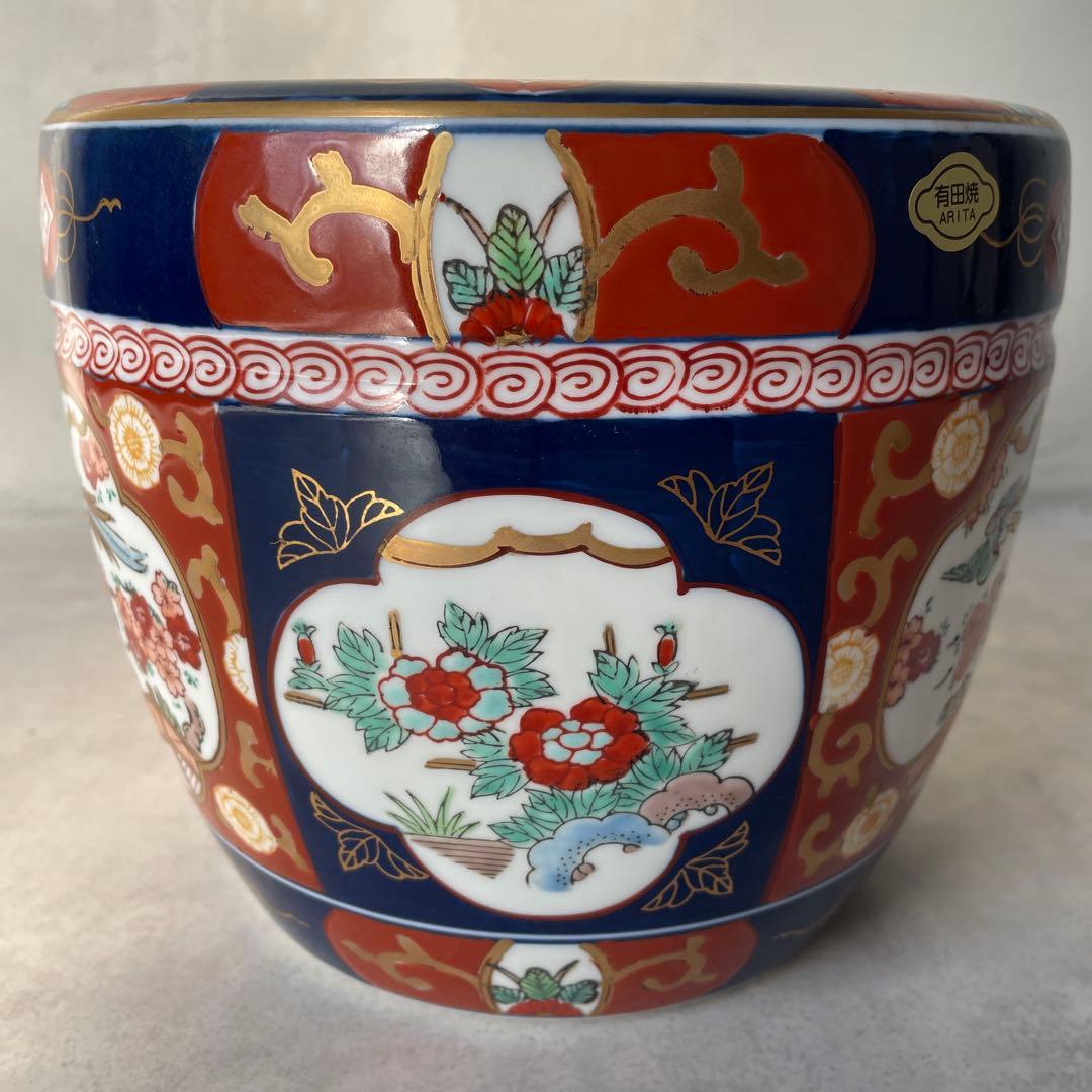 有田焼 伊万里 金彩錦 陶器製火鉢 秀峰 6寸 和風 花鳥 手炙り
