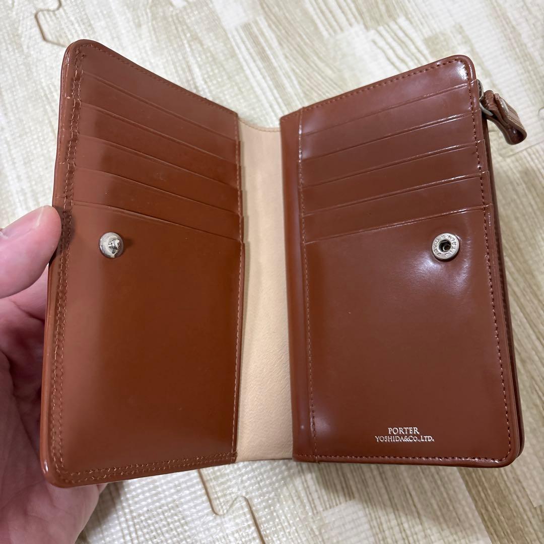 ポーター カウンター ウォレット　二つ折り財布　本革ブラウンレザー