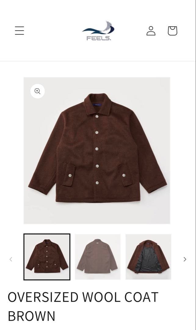 ジャケット・アウター FEELS. OVERSIZED WOOL COAT BROWN