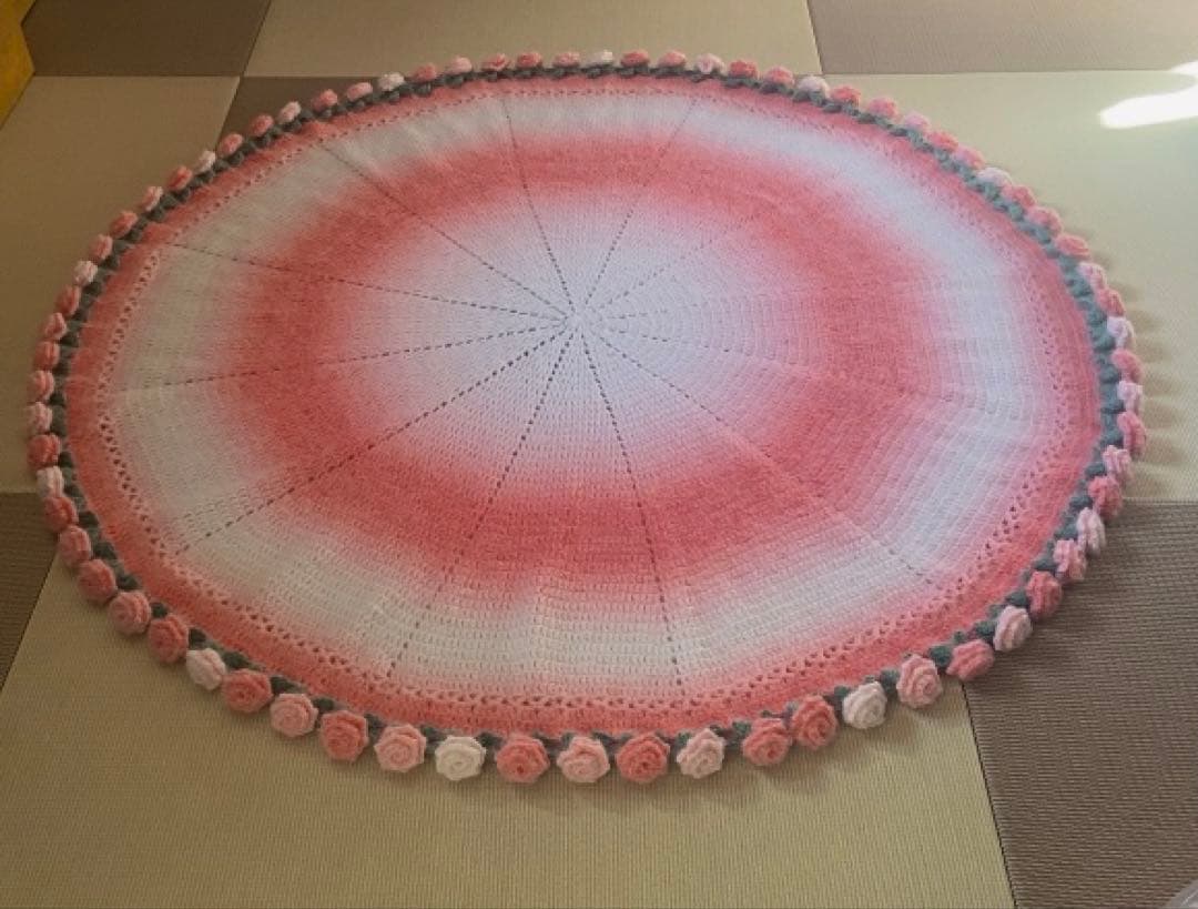 バラの花束ブランケット直径120cm，72本の大きな花ストール