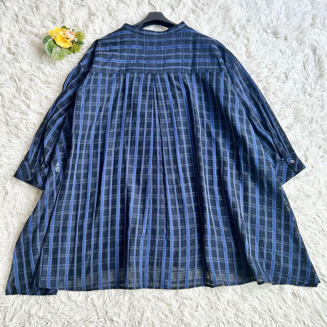 未使用級 24年♡レリアン プラスハウス チュニック チェック 13+ シルク混