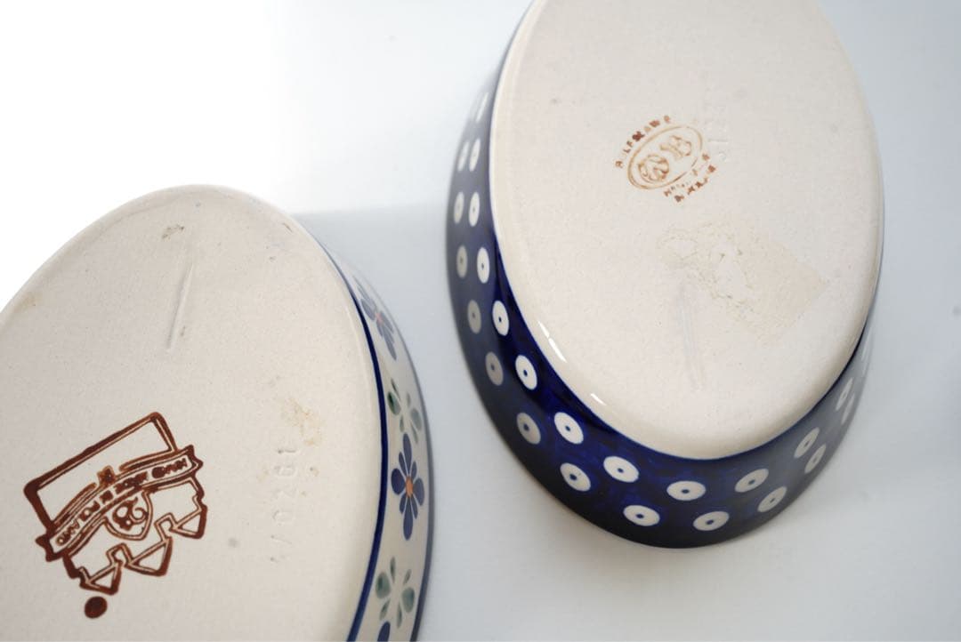 ポーリッシュポタリーオーブン皿・オーバルミニ3柄×２枚　６枚セット