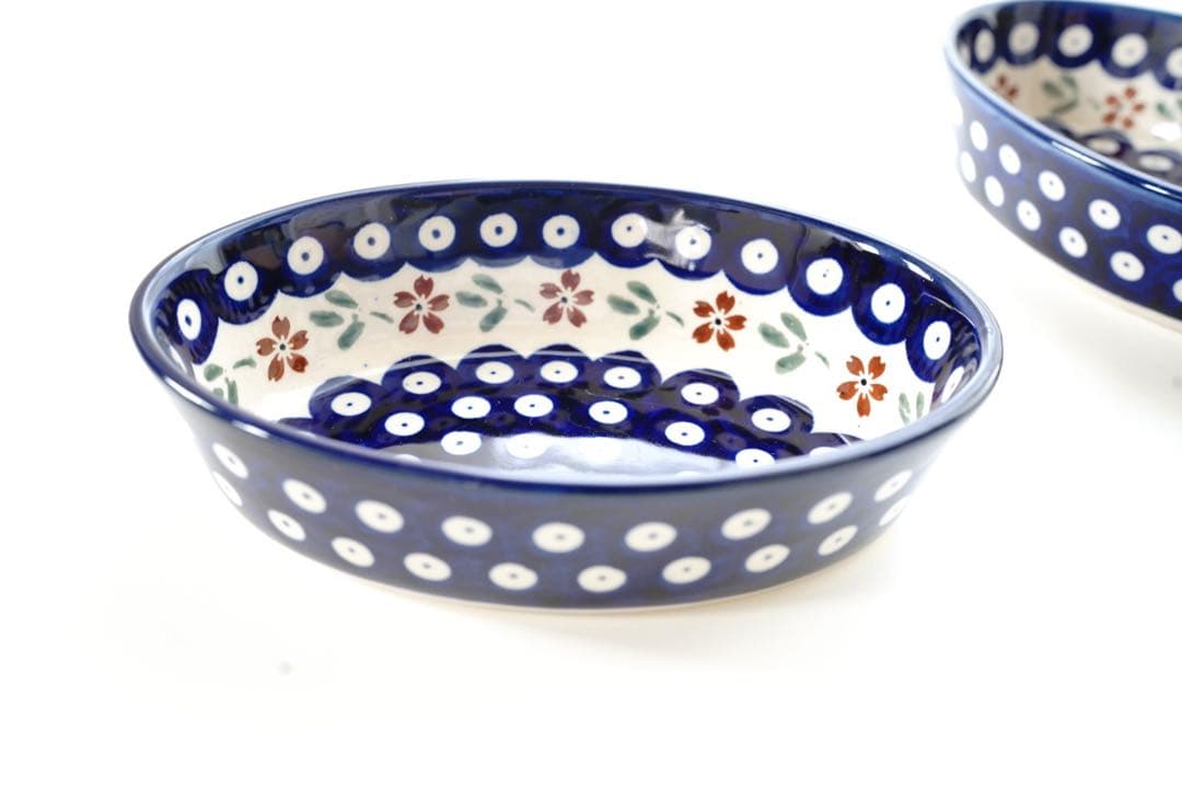 ポーリッシュポタリーオーブン皿・オーバルミニ3柄×２枚　６枚セット