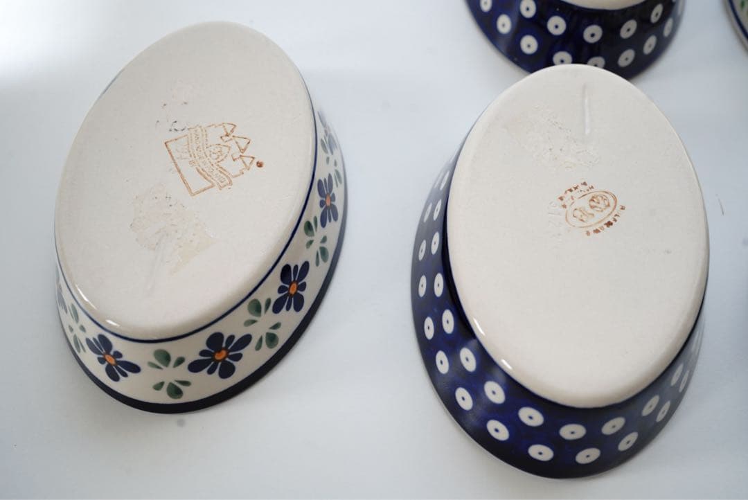 ポーリッシュポタリーオーブン皿・オーバルミニ3柄×２枚　６枚セット