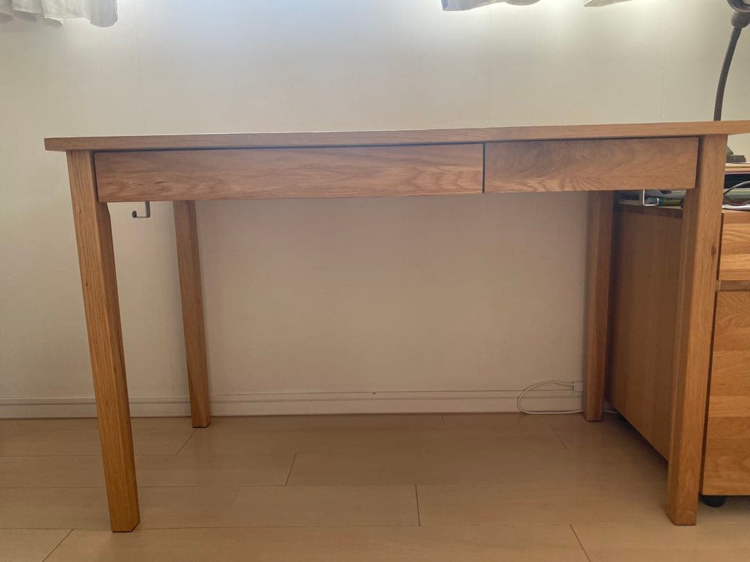 ソラカラ　無印良品木製デスク 引き出し付き ナチュラルウッド