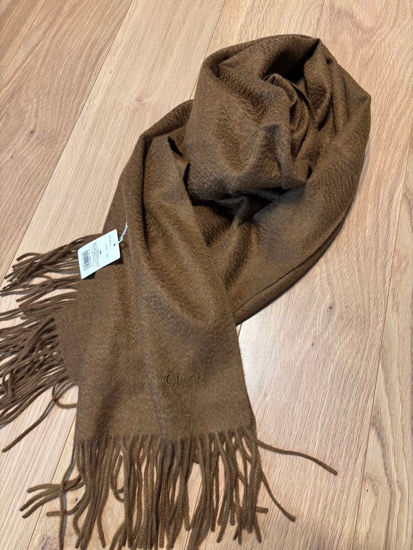 新品タグ付き Chloe クロエ カシミヤ マフラー ストール ブラウン 茶