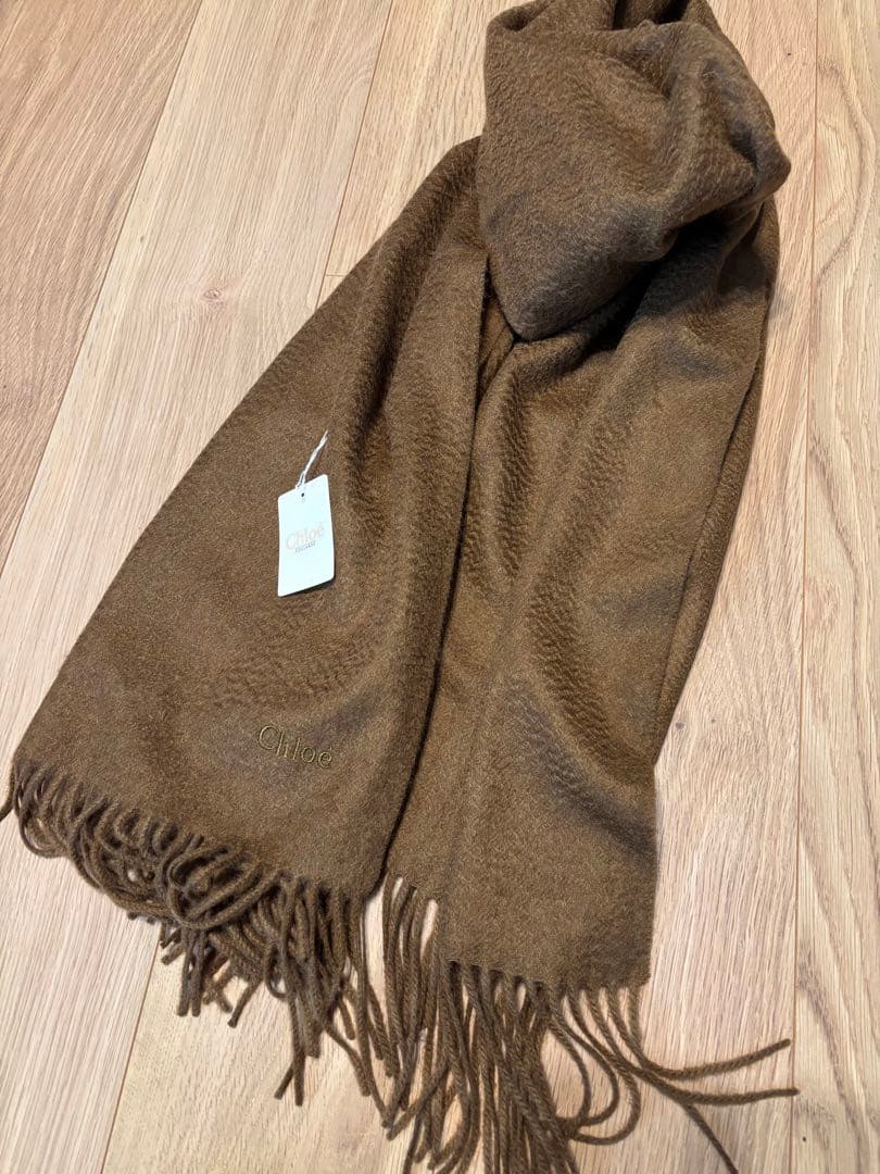 新品タグ付き Chloe クロエ カシミヤ マフラー ストール ブラウン 茶