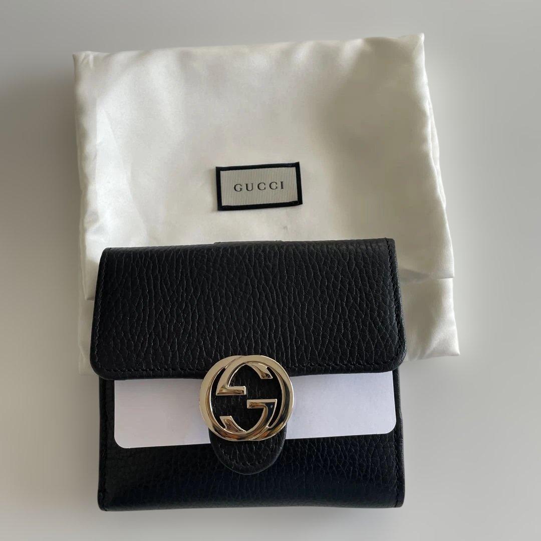 【新品】　グッチ インターロッキングG 二つ折り財布 財布 レディース