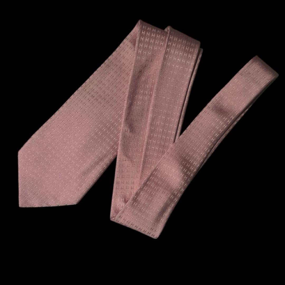 世界最高峰　HERMESエルメス　 Ｈ柄 光沢　ネクタイ