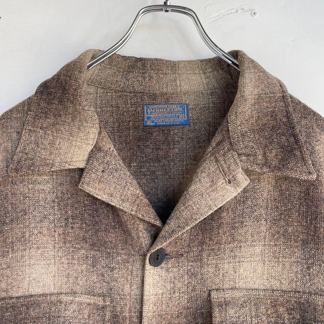 70s ペンドルトン オンブレチェックジャケット ウールジャケット CPO 古着