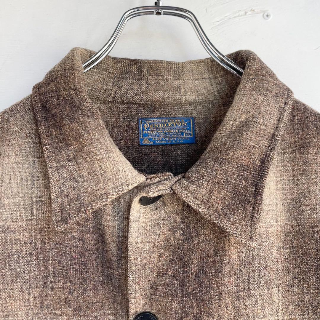 70s ペンドルトン オンブレチェックジャケット ウールジャケット CPO 古着