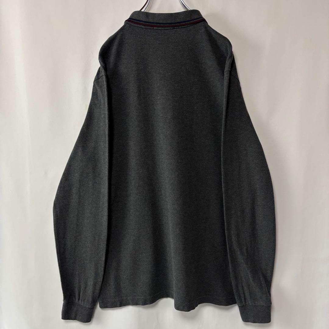 フレッドペリー　長袖ポロシャツ　ワンポイント刺繍ロゴ　XLサイズ　グレー　古着