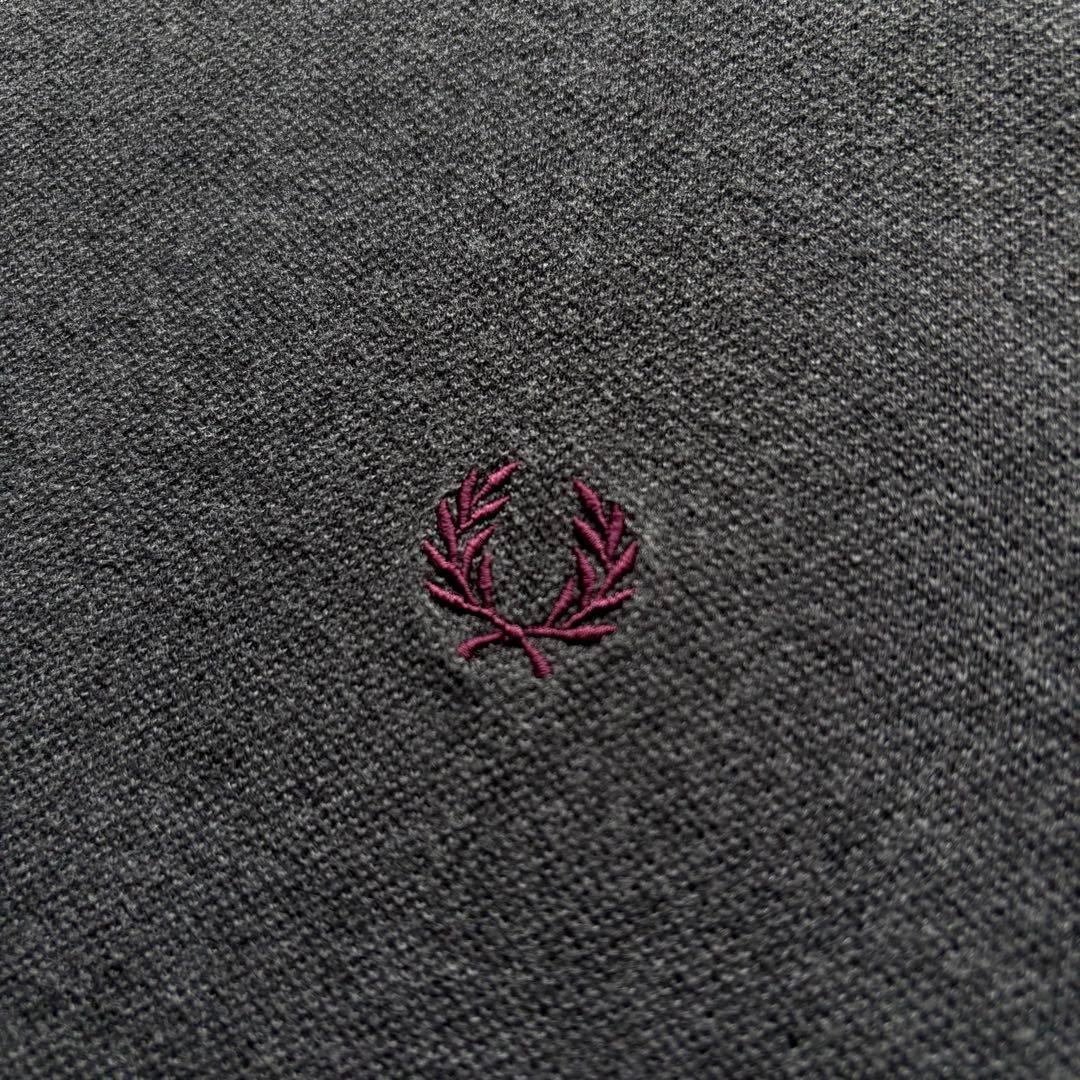 フレッドペリー　長袖ポロシャツ　ワンポイント刺繍ロゴ　XLサイズ　グレー　古着