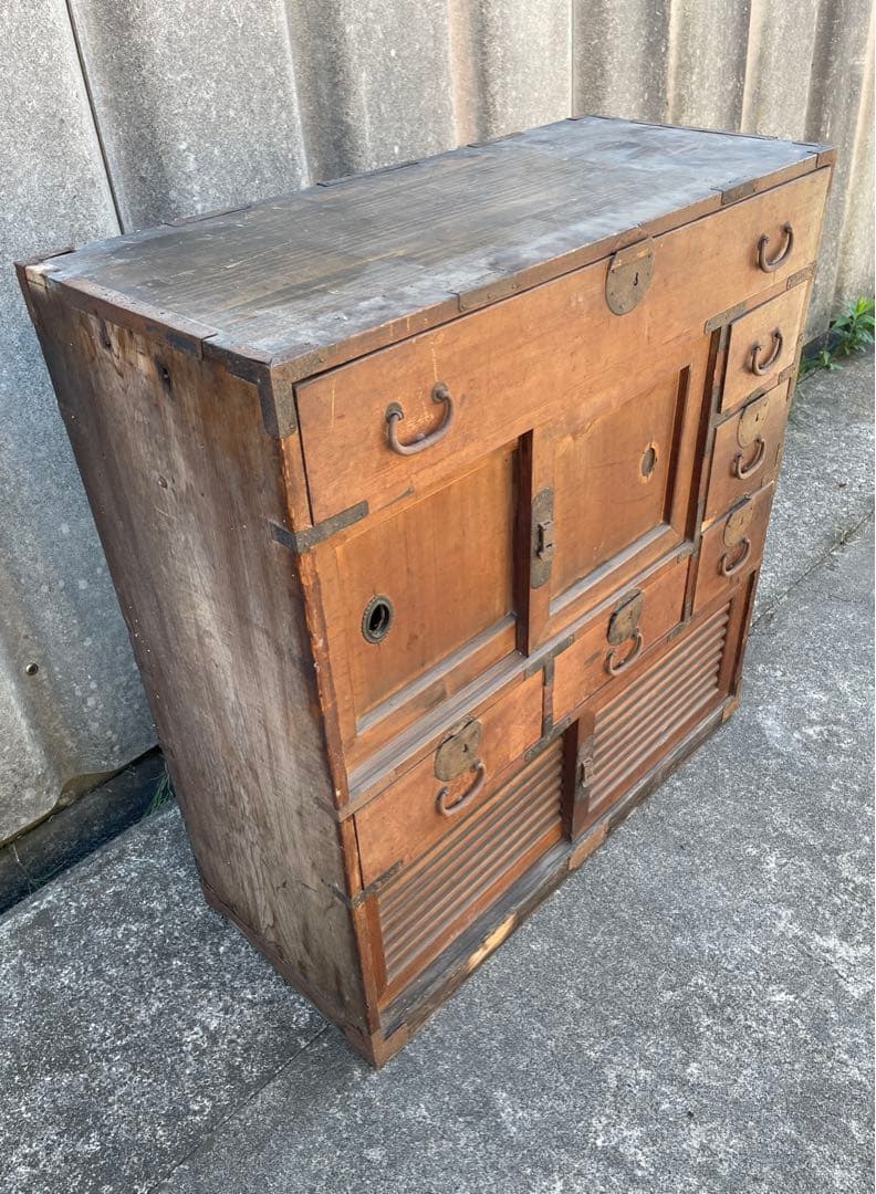 稀少/昭和初期/古道具/当時物/古材/棚/和箪笥/箪笥/棚/小引き出し/金具/②