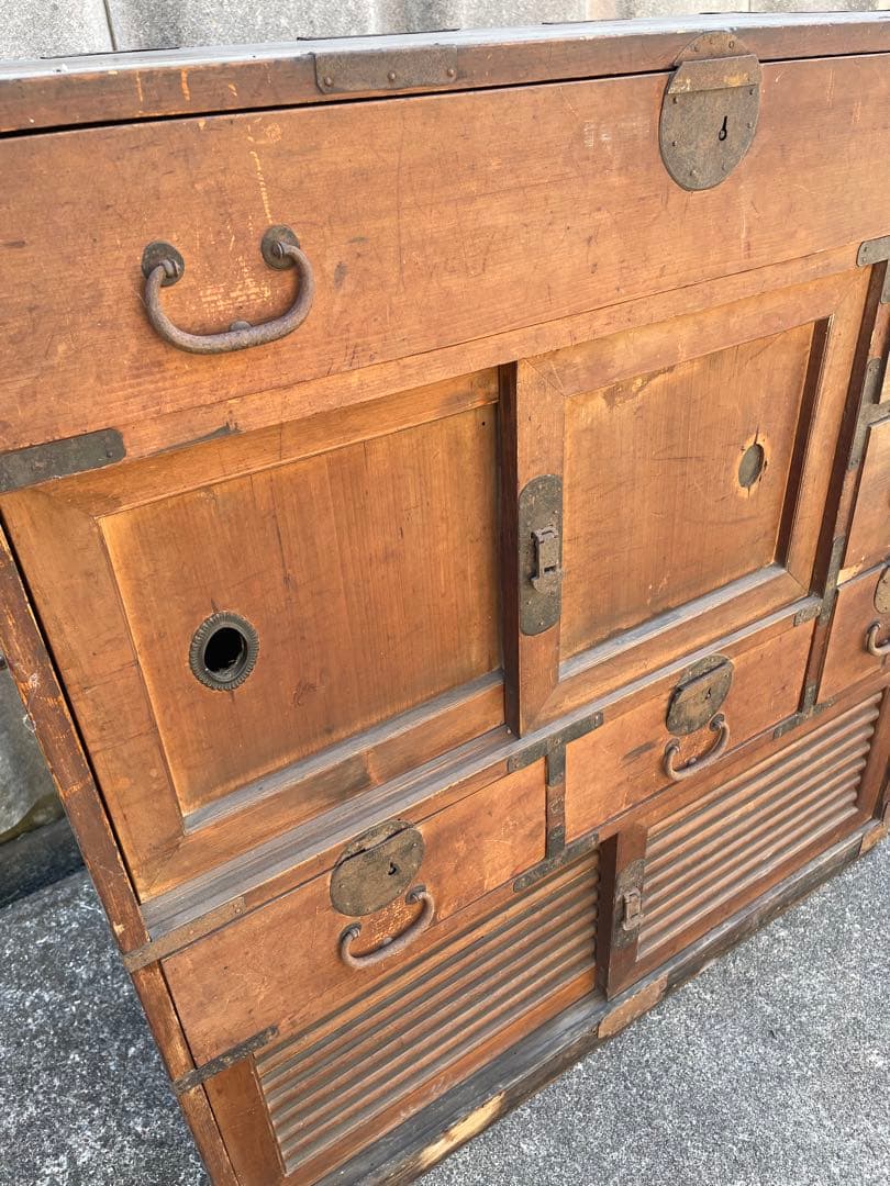 稀少/昭和初期/古道具/当時物/古材/棚/和箪笥/箪笥/棚/小引き出し/金具/②