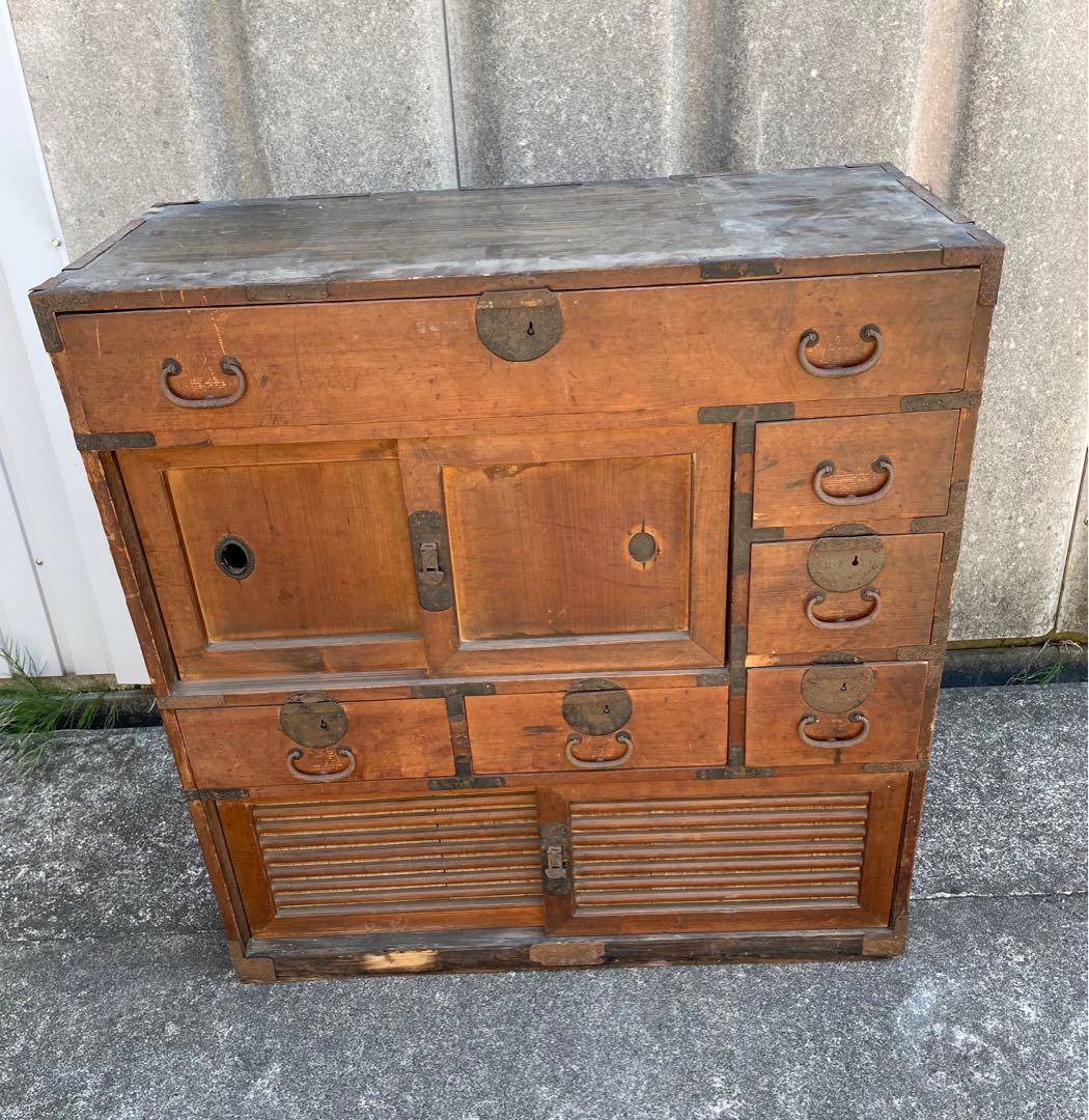 稀少/昭和初期/古道具/当時物/古材/棚/和箪笥/箪笥/棚/小引き出し/金具/②