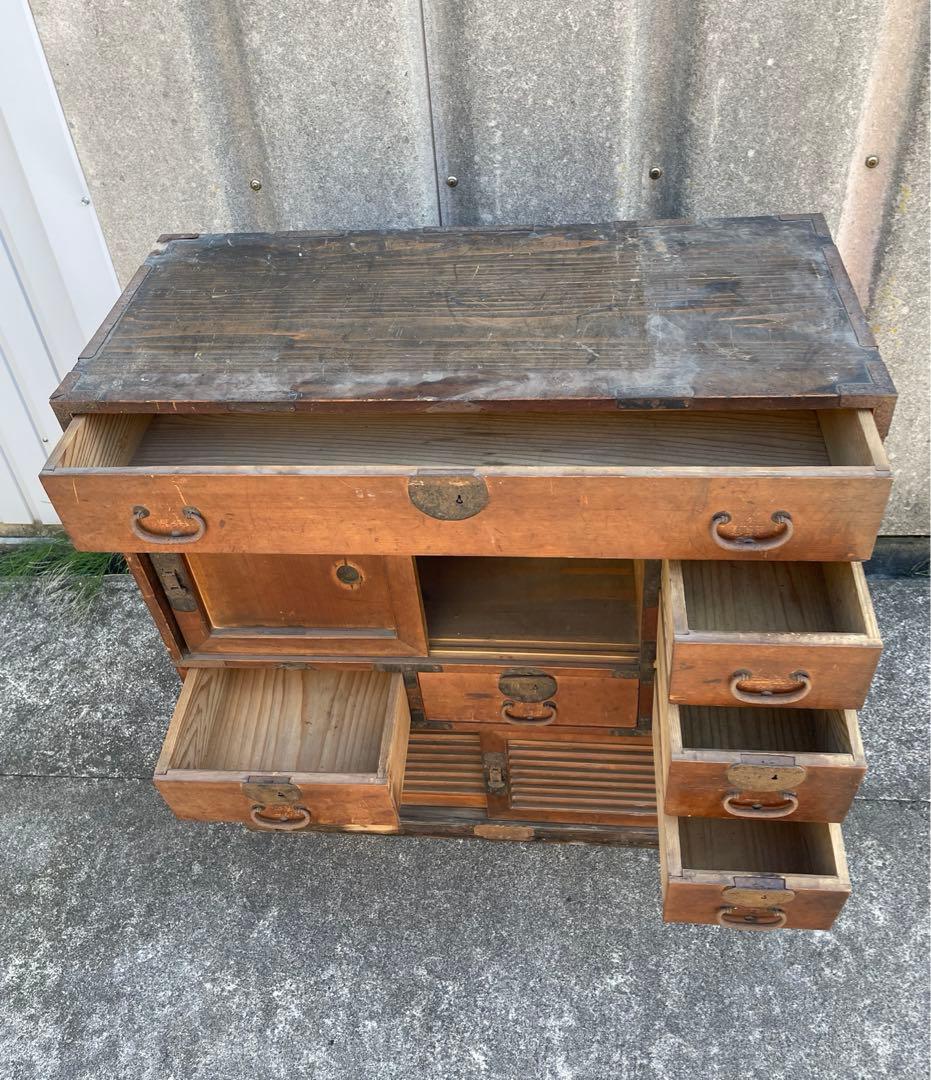 稀少/昭和初期/古道具/当時物/古材/棚/和箪笥/箪笥/棚/小引き出し/金具/②