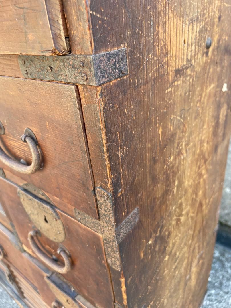稀少/昭和初期/古道具/当時物/古材/棚/和箪笥/箪笥/棚/小引き出し/金具/②