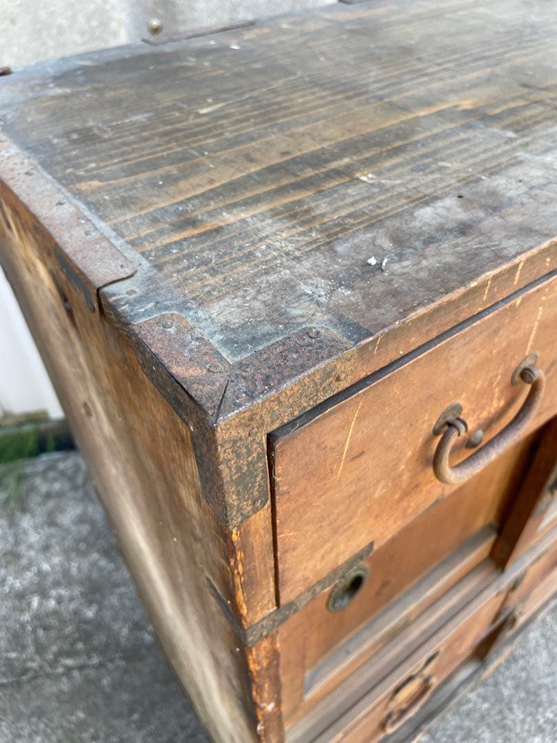 稀少/昭和初期/古道具/当時物/古材/棚/和箪笥/箪笥/棚/小引き出し/金具/②