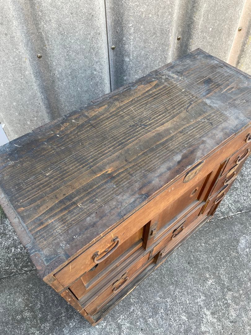 稀少/昭和初期/古道具/当時物/古材/棚/和箪笥/箪笥/棚/小引き出し/金具/②