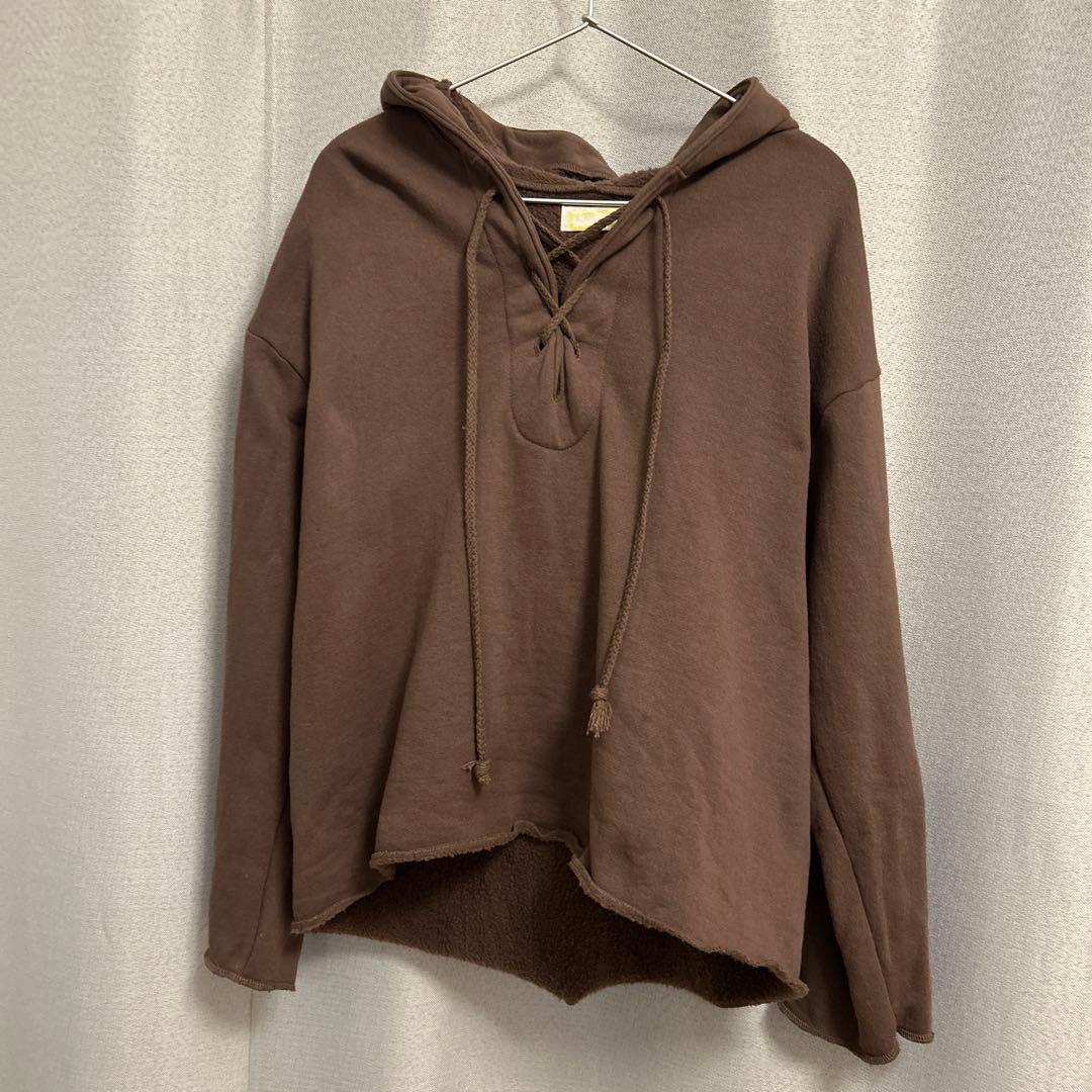 Ohh!　レースアップ・フーディースウェット　ブラウン