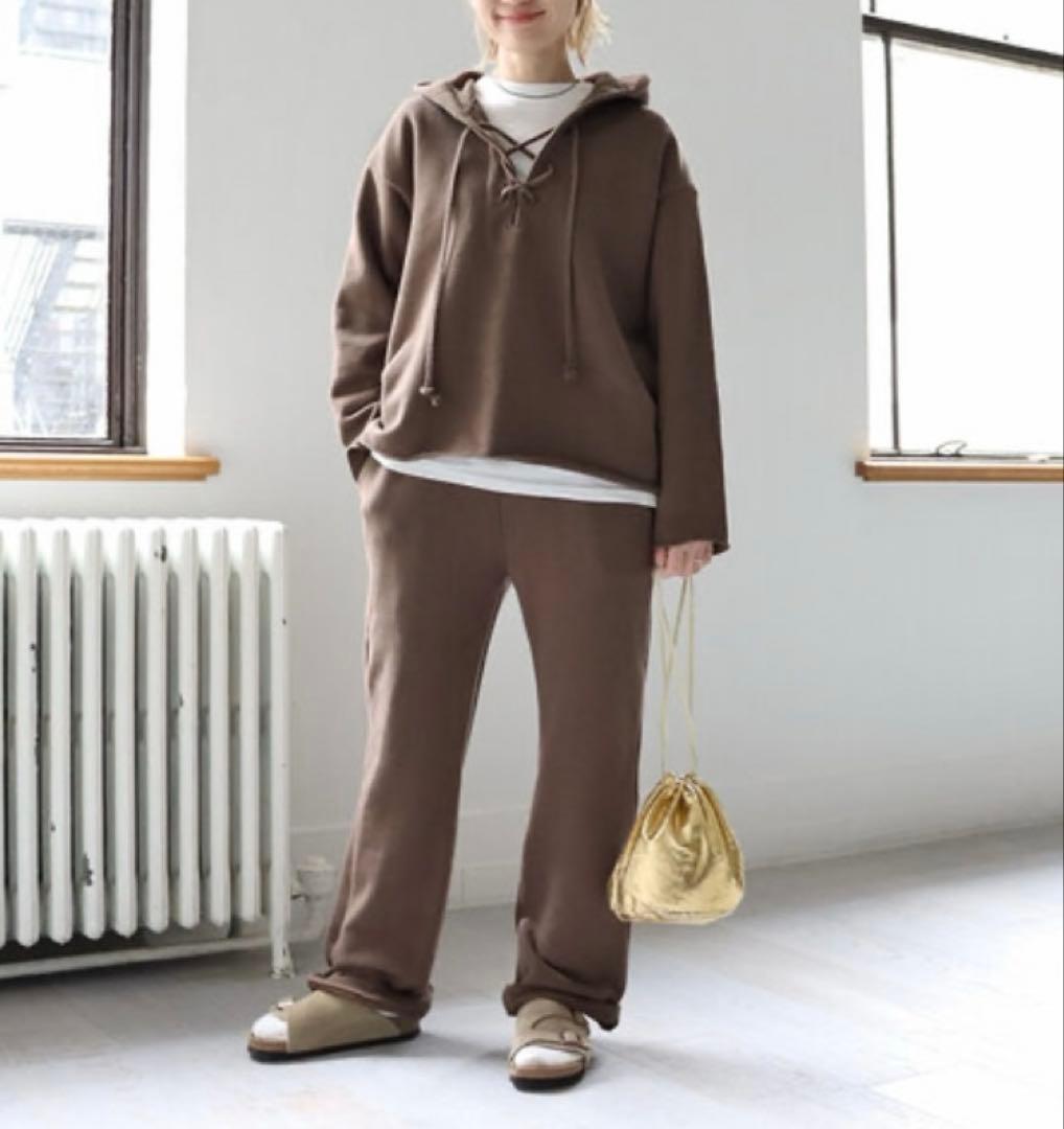 Ohh!　レースアップ・フーディースウェット　ブラウン