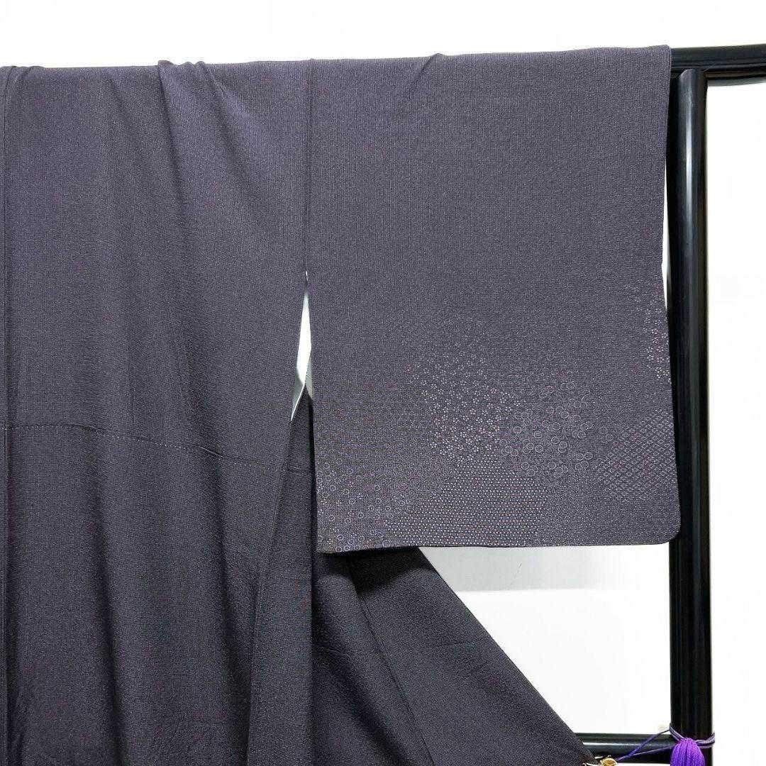 江戸小紋　付け下げ　角通し　花菱　籠目　ダークトーン　着物　015b p