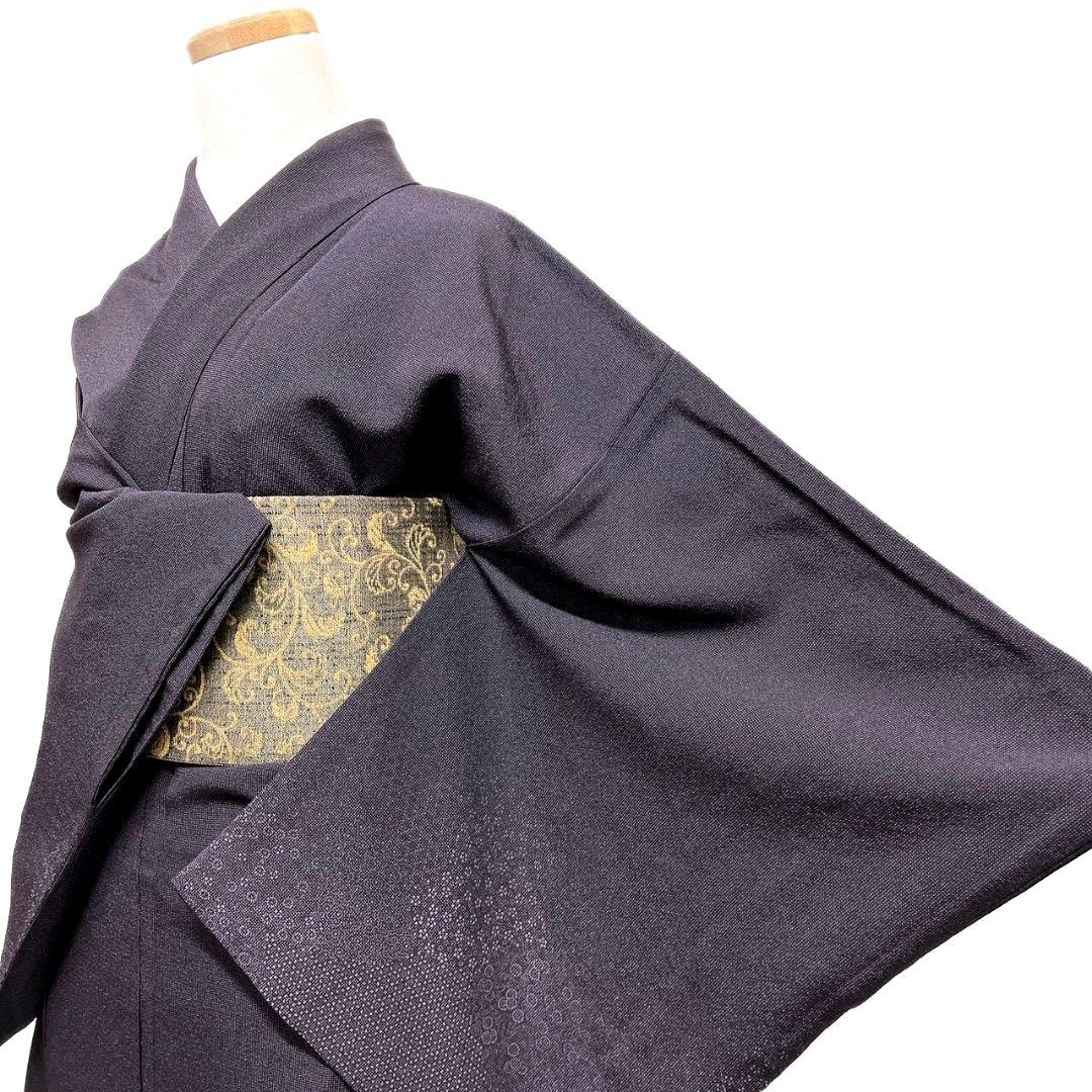 江戸小紋　付け下げ　角通し　花菱　籠目　ダークトーン　着物　015b p