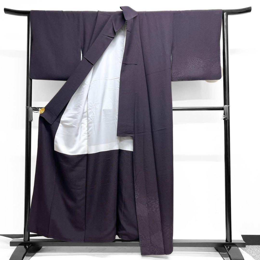 江戸小紋　付け下げ　角通し　花菱　籠目　ダークトーン　着物　015b p