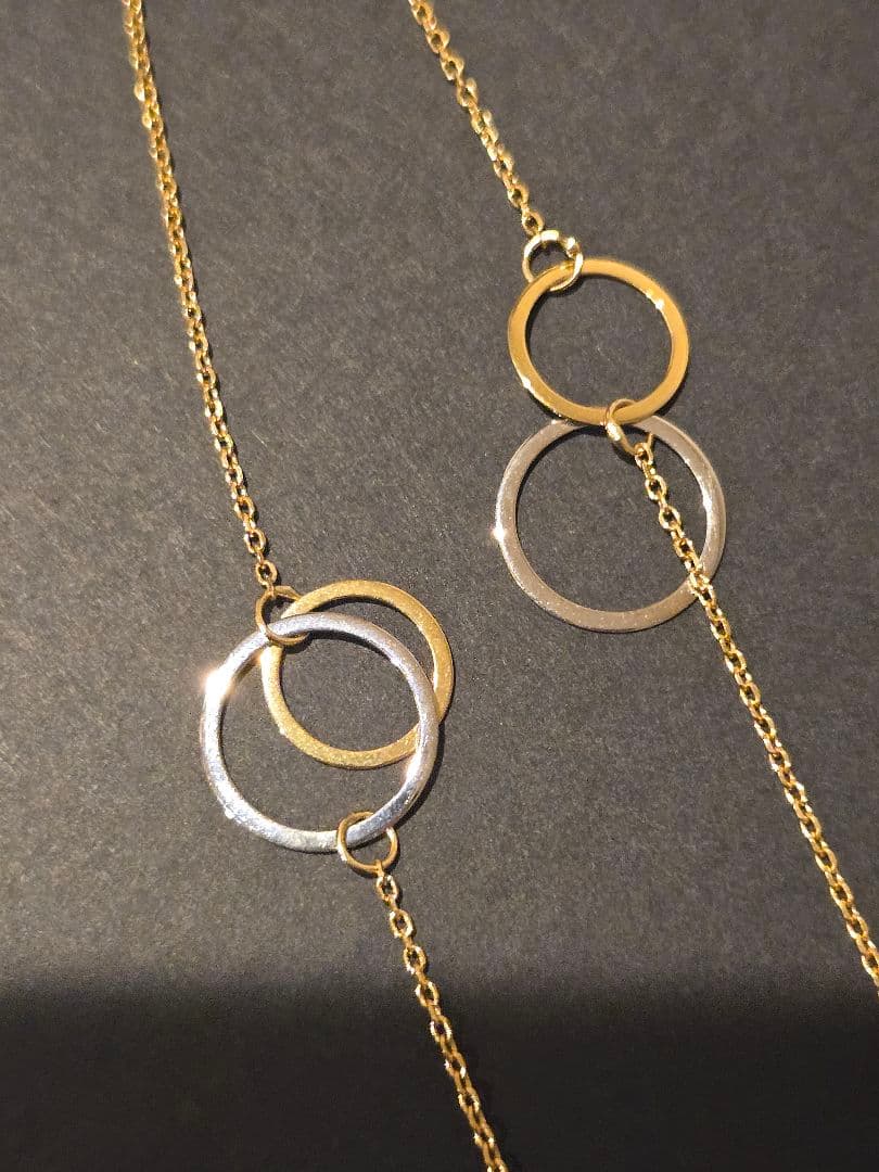 SALE☆美品☆ロングネックレス　YG&WG　80cm 750 k18